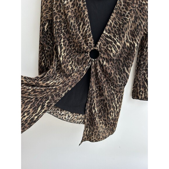 90s Y2K Notations Leopard Crinkle Material V-neck Top Dead Stock Size S - Picture 6 of 10